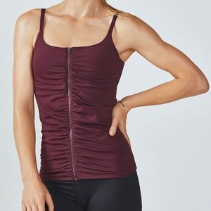 Fabletics Burgundy Mia Sports Tank Zip Up Small